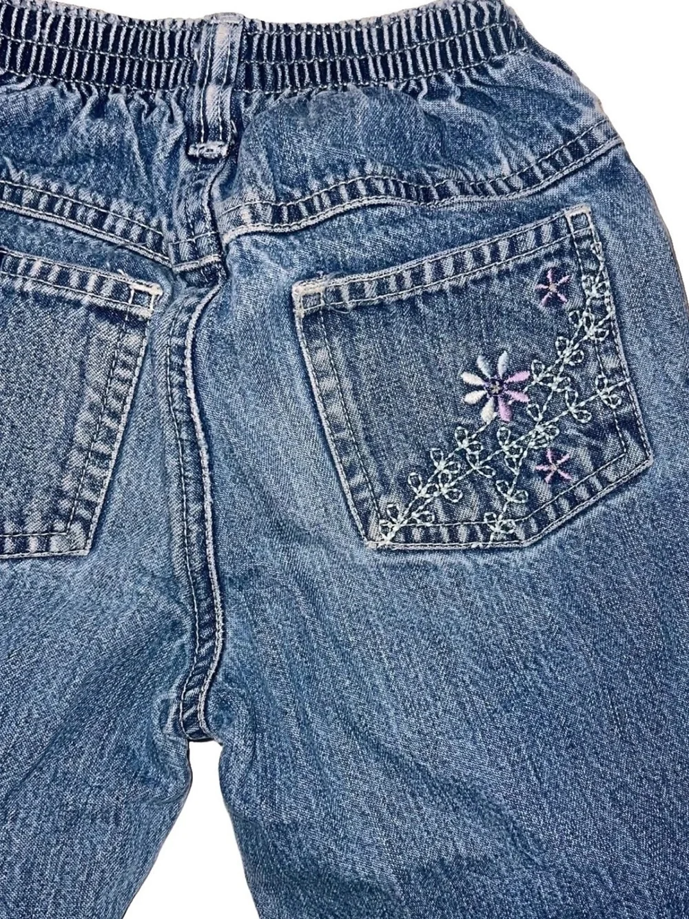 OshKosh B’gosh Vintage Toddler Girls Embroidered Floral Wide Leg Jeans 2T